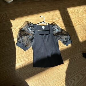 Elegant Black Puff Sleeve Top